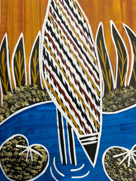 #347 Brolga Dreaming  - CHRISTINE BURARRWANGA : 65 x 41cm