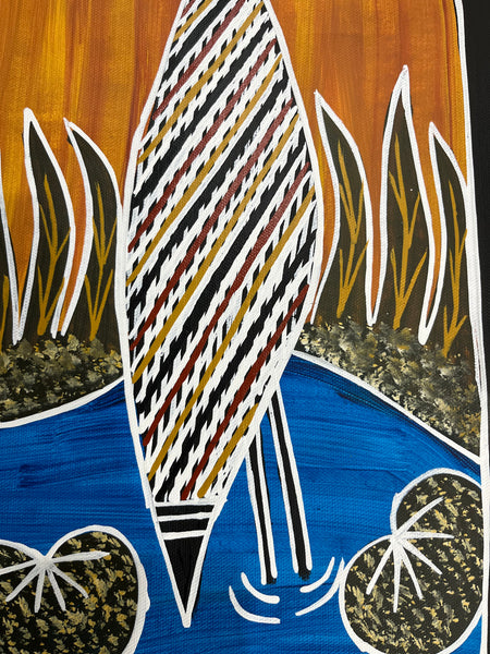 #347 Brolga Dreaming  - CHRISTINE BURARRWANGA : 65 x 41cm