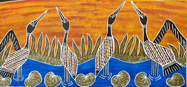 #328 Brolga Dreaming - CHRISTINE BURARRWANGA : 93 x 43cm