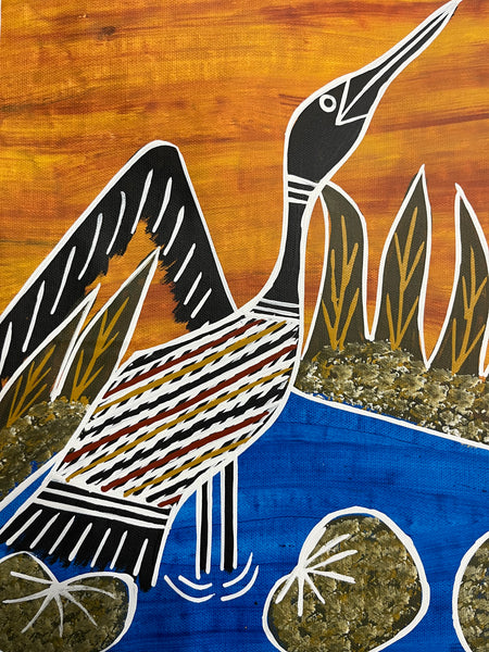 #328 Brolga Dreaming - CHRISTINE BURARRWANGA : 93 x 43cm