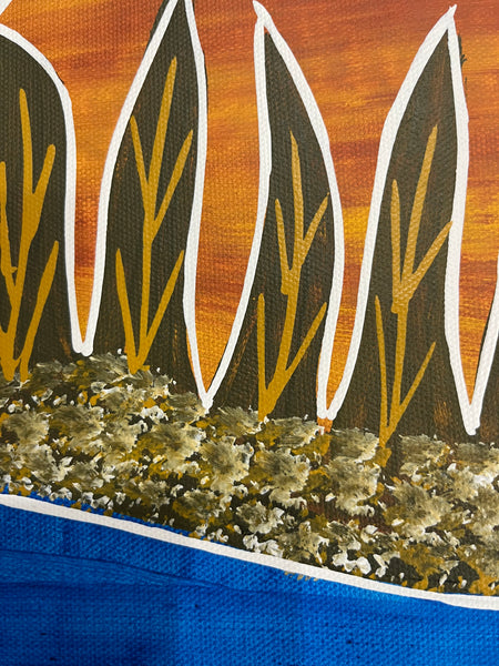 #328 Brolga Dreaming - CHRISTINE BURARRWANGA : 93 x 43cm