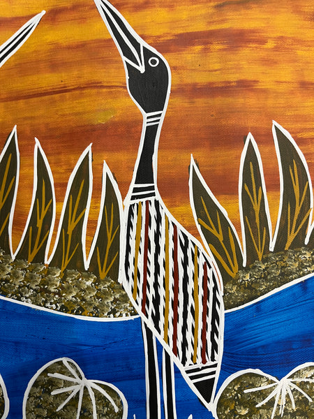 #328 Brolga Dreaming - CHRISTINE BURARRWANGA : 93 x 43cm