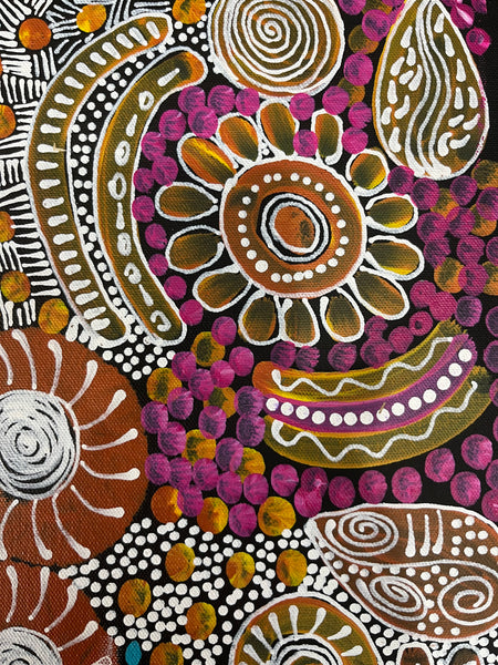 #237 Woman's Ceremony (Multi) - JESSIE BIRD NGALE  : Aboriginal Art: 39cm x 53cm