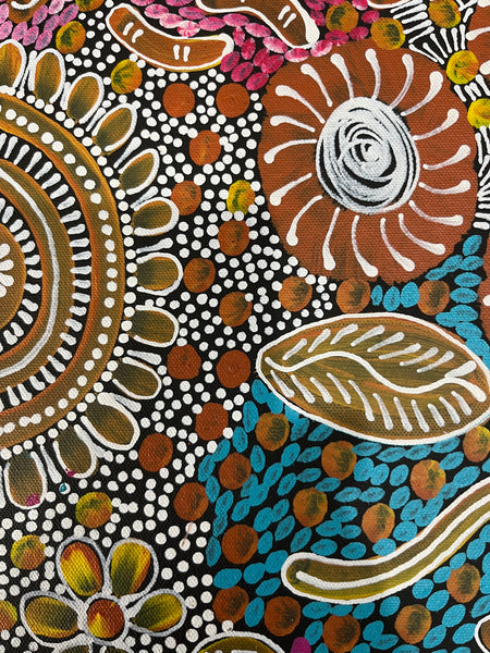 #237 Woman's Ceremony (Multi) - JESSIE BIRD NGALE  : Aboriginal Art: 39cm x 53cm