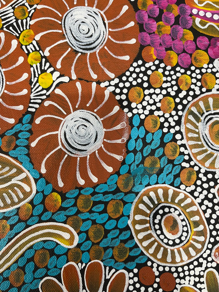#237 Woman's Ceremony (Multi) - JESSIE BIRD NGALE  : Aboriginal Art: 39cm x 53cm