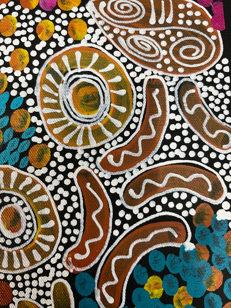 #237 Woman's Ceremony (Multi) - JESSIE BIRD NGALE  : Aboriginal Art: 39cm x 53cm