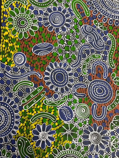 #37 Woman's Ceremony (blue green) - JESSIE BIRD NGALE  : Aboriginal Art: 36cm x 50cm