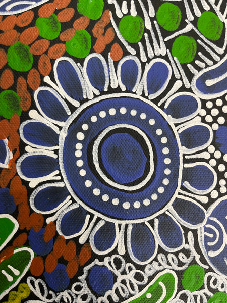 #37 Woman's Ceremony (blue green) - JESSIE BIRD NGALE  : Aboriginal Art: 36cm x 50cm