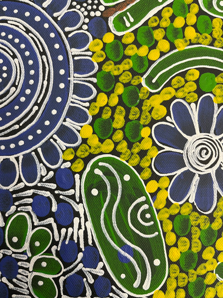 #37 Woman's Ceremony (blue green) - JESSIE BIRD NGALE  : Aboriginal Art: 36cm x 50cm