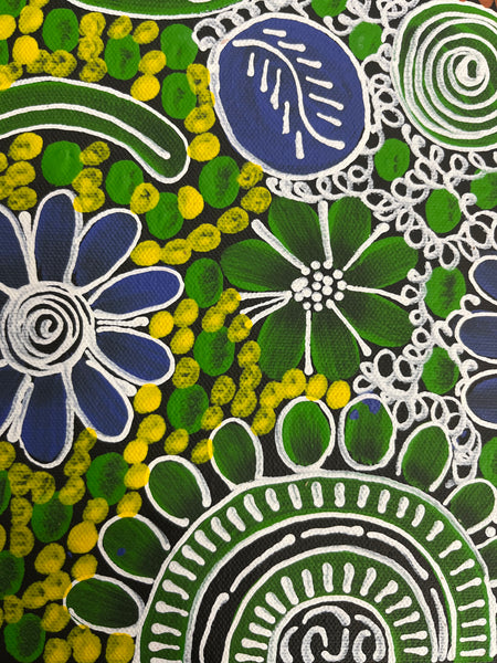 #37 Woman's Ceremony (blue green) - JESSIE BIRD NGALE  : Aboriginal Art: 36cm x 50cm