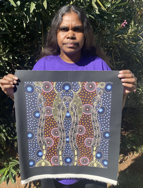 #244 ALIARA BIRD MPETYANE Spirit Women Dancing - Aboriginal Art:  40cm x 44cm