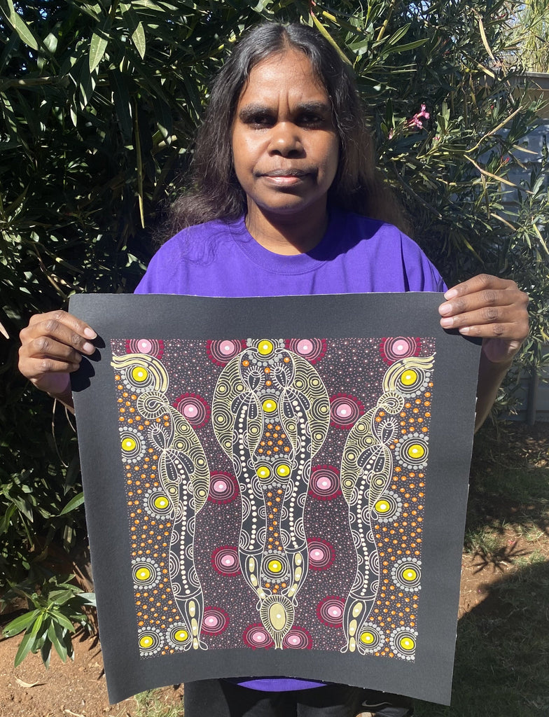 #60 ALIARA BIRD MPETYANE Spirit Women Dancing - Aboriginal Art:  40cm x 44cm