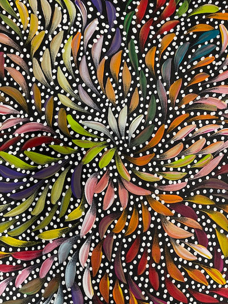 #32 Bush Medicine Leaves & Seeds (Multi) - CAROLINE NUMINA : Aboriginal Art: 95cm x 128cm