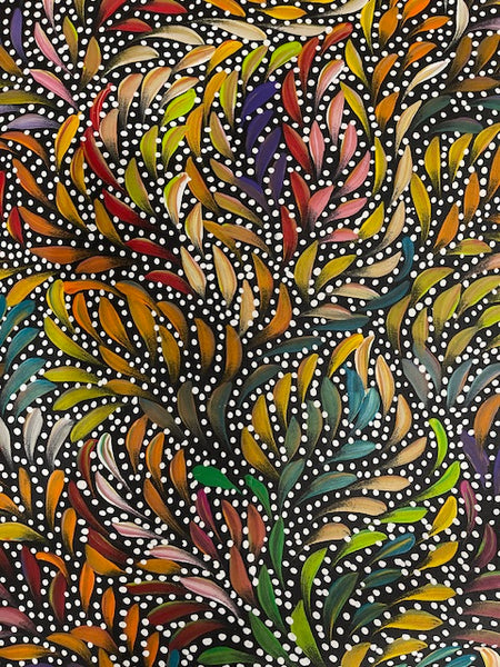 #32 Bush Medicine Leaves & Seeds (Multi) - CAROLINE NUMINA : Aboriginal Art: 95cm x 128cm