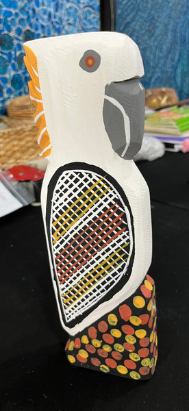 #21 White Cockatoo - KENNY REID Aboriginal Art:  29cm x 9cm x 5cm