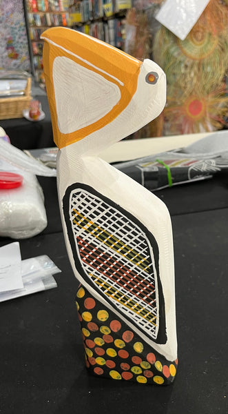 #242 Pelican  - KENNY REID Aboriginal Art:  32cm x 9cm x 5cm