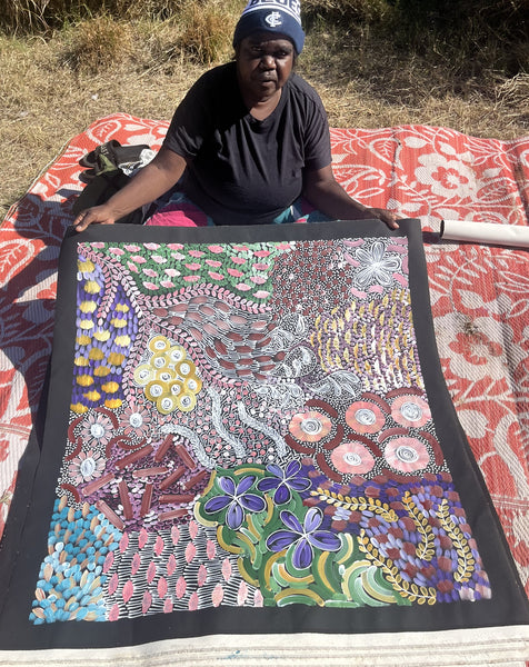 #16 Women's Ceremony (Multi) - KAREN BIRD NGALE Aboriginal Art:  90cm x 93cm