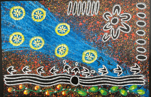 #328 Seven Sisters Dreaming (Multi) - REGGIE SULTAN Desert Art:  69cm x 45cm