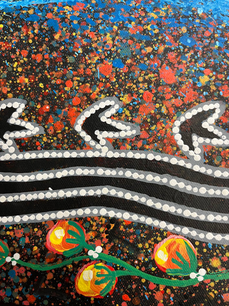 #328 Seven Sisters Dreaming (Multi) - REGGIE SULTAN Desert Art:  69cm x 45cm