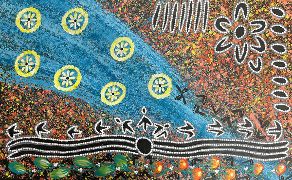#204 Seven Sisters Dreaming (Multi) - REGGIE SULTAN Desert Art:  68cm x 43cm