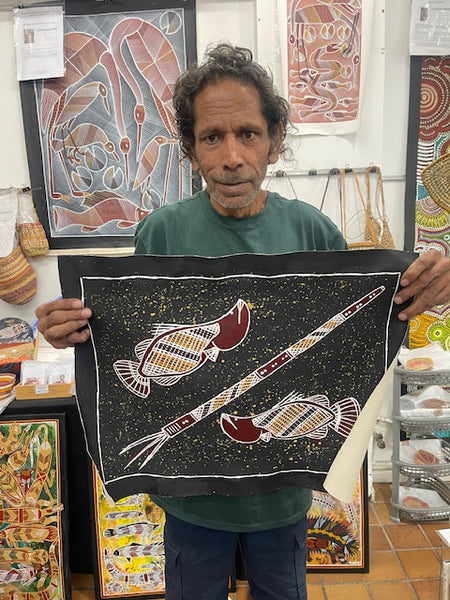 #298 Barramundi Dreaming - KENNY REID: Aboriginal Art: 55 x 40cm