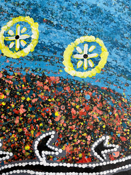 #204 Seven Sisters Dreaming (Multi) - REGGIE SULTAN Desert Art:  68cm x 43cm