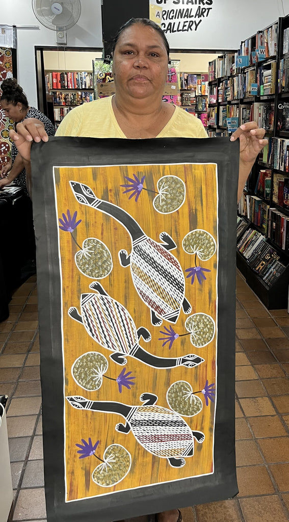 #82 Turtle Dreaming (Earth) - CHRISTINE BURARRWANGA :  95cm x 48cm