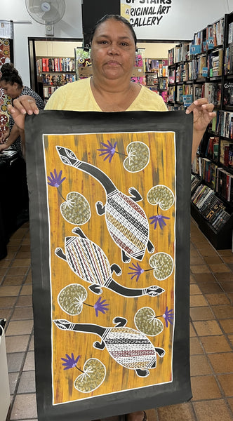 #82 Turtle Dreaming (Earth) - CHRISTINE BURARRWANGA :  95cm x 48cm