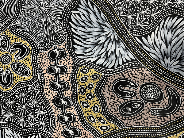 #61 Women collecting Bush Tucker (Naturals) - SHARON NUMINA Aboriginal Art: 90cm x 144cm