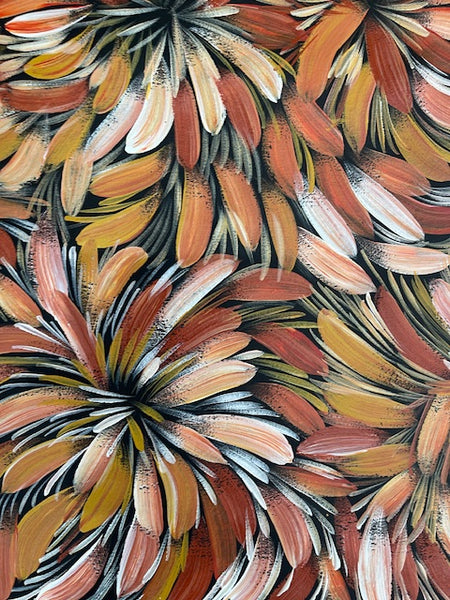 #249 Bush Medicine Leaves (Earth) - SELINA NUMINA : Aboriginal Art 106cm x 93cm
