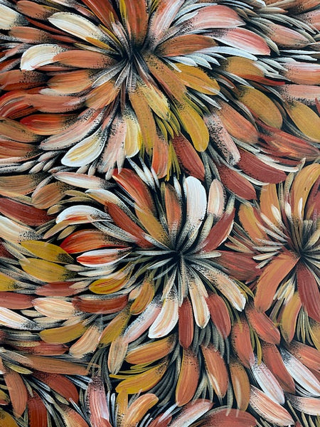 #249 Bush Medicine Leaves (Earth) - SELINA NUMINA : Aboriginal Art 106cm x 93cm