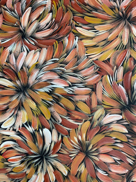 #249 Bush Medicine Leaves (Earth) - SELINA NUMINA : Aboriginal Art 106cm x 93cm