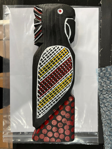 #279 Black Cockatoo Carving - KENNY REID: Aboriginal Art: 29 x 9 x 5cm