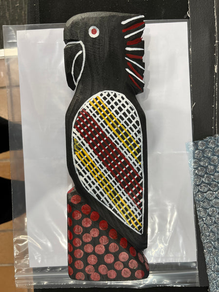 #279 Black Cockatoo Carving - KENNY REID: Aboriginal Art: 29 x 9 x 5cm