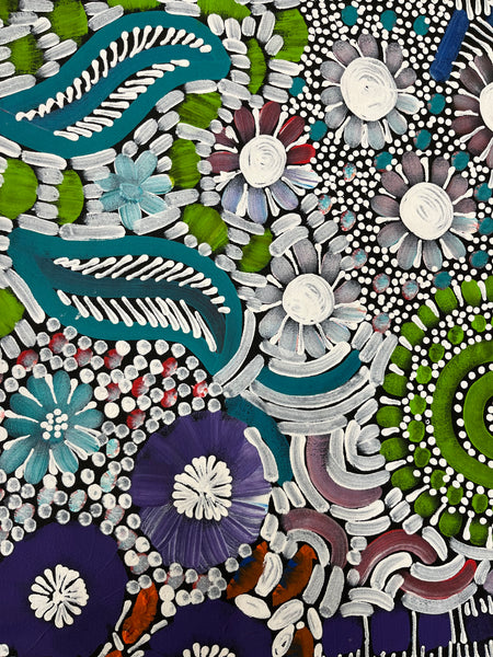 #59 Woman's Ceremony (Multi) - JESSIE BIRD NGALE  : Aboriginal Art: 93cm x 71cm