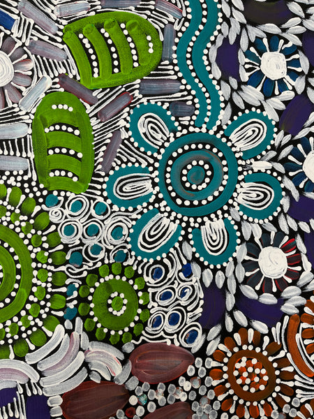 #59 Woman's Ceremony (Multi) - JESSIE BIRD NGALE  : Aboriginal Art: 93cm x 71cm