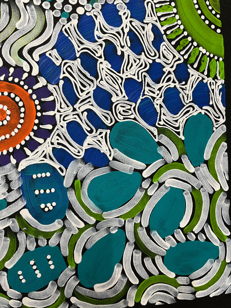 #59 Woman's Ceremony (Multi) - JESSIE BIRD NGALE  : Aboriginal Art: 93cm x 71cm