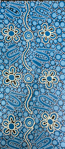 #1 Women's Ceremony (Blues) - TREPHINA SULTAN THANGUWA :  90cm x 42cm