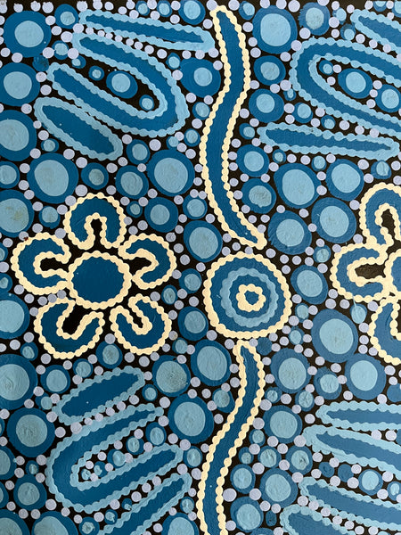 #1 Women's Ceremony (Blues) - TREPHINA SULTAN THANGUWA :  90cm x 42cm