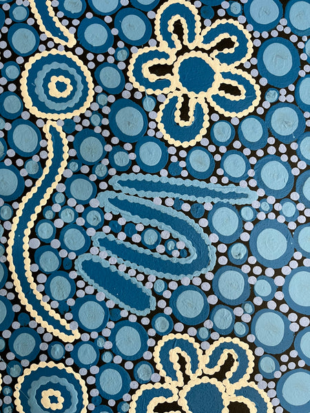 #1 Women's Ceremony (Blues) - TREPHINA SULTAN THANGUWA :  90cm x 42cm