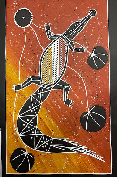 #37 Crocodile Dreaming - JIMI SPRATT YUKARN: Aboriginal Art 73cm x 43cm