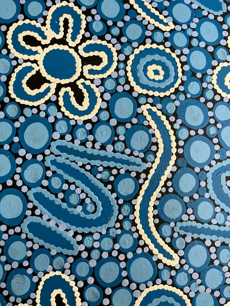 #1 Women's Ceremony (Blues) - TREPHINA SULTAN THANGUWA :  90cm x 42cm
