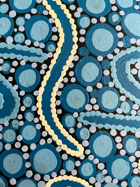 #1 Women's Ceremony (Blues) - TREPHINA SULTAN THANGUWA :  90cm x 42cm