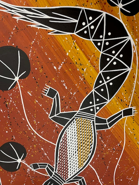 #37 Crocodile Dreaming - JIMI SPRATT YUKARN: Aboriginal Art 73cm x 43cm