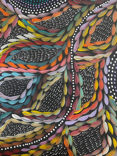 #250 Waterholes & Bush Medicine Leaves (Multi)  - Scott Duggie Aboriginal Art:  92cm x 104cm