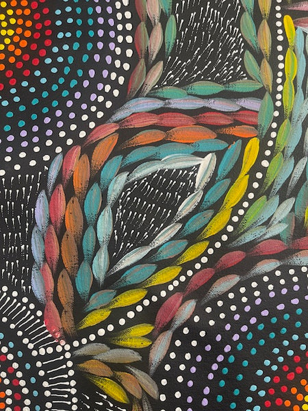 #250 Waterholes & Bush Medicine Leaves (Multi)  - Scott Duggie Aboriginal Art:  92cm x 104cm