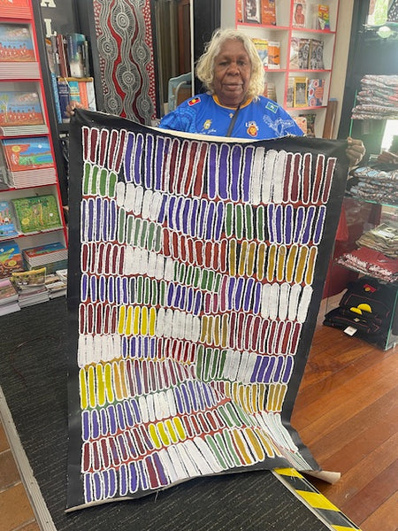 #389 Seeded Bush Yam - BARBARA PANANKA PRICE : Aboriginal Art: 90 x 150cm