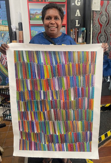 #330 Bush Yams (multi)- SELINA NUMINA :Aboriginal Art: 69cm x 95cm