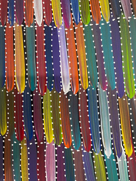 #330 Bush Yams (multi)- SELINA NUMINA :Aboriginal Art: 69cm x 95cm