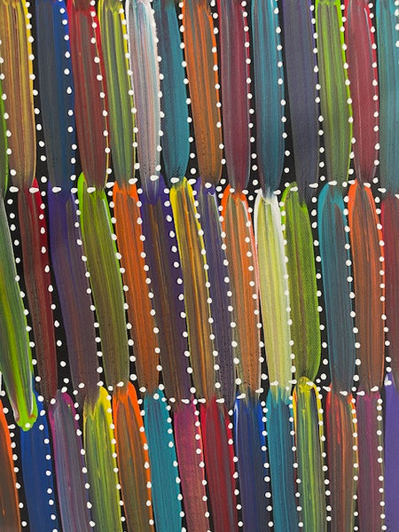 #330 Bush Yams (multi)- SELINA NUMINA :Aboriginal Art: 69cm x 95cm